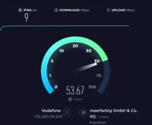 Ergebnisse eines Speedtest