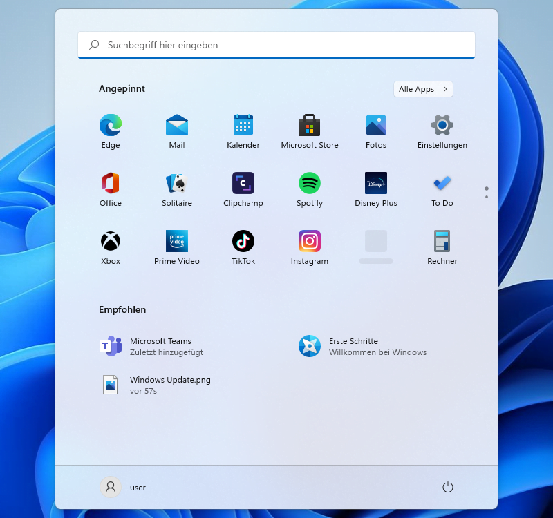 Windows 11 Startmenue