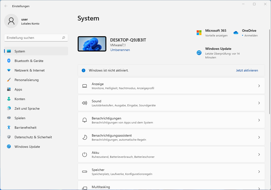 Windows 11 Systemeinstellungen